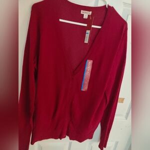 Merona Red Cardigan Sweater, Size L,Nwt